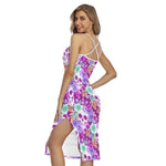 Neon Skull Floral Pattern Print Cross Back Cami Dress