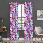 Neon Skull Floral Pattern Print Curtain