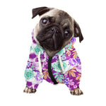 Neon Skull Floral Pattern Print Dog Zip Up Hoodie