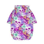 Neon Skull Floral Pattern Print Dog Zip Up Hoodie