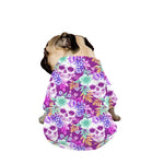 Neon Skull Floral Pattern Print Dog Zip Up Jacket