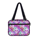 Neon Skull Floral Pattern Print Double Strap Bible Bag