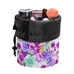 Neon Skull Floral Pattern Print Drawstring Makeup Bag