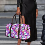 Neon Skull Floral Pattern Print Duffle Bag