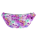 Neon Skull Floral Pattern Print Fanny Pack