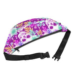 Neon Skull Floral Pattern Print Fanny Pack
