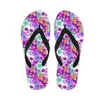 Neon Skull Floral Pattern Print Flip Flops