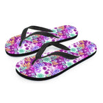 Neon Skull Floral Pattern Print Flip Flops