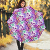 Neon Skull Floral Pattern Print Foldable Umbrella