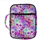 Neon Skull Floral Pattern Print Front Pocket Bible Bag