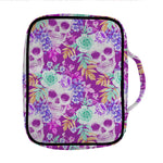 Neon Skull Floral Pattern Print Front Pocket Bible Bag