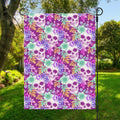 Neon Skull Floral Pattern Print Garden Flag