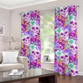Neon Skull Floral Pattern Print Grommet Curtains