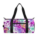 Neon Skull Floral Pattern Print Gym Bag