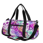 Neon Skull Floral Pattern Print Gym Bag