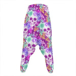 Neon Skull Floral Pattern Print Hammer Pants