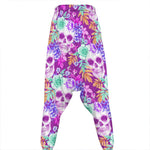 Neon Skull Floral Pattern Print Hammer Pants
