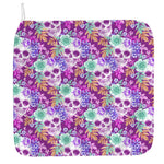 Neon Skull Floral Pattern Print Hand Towel