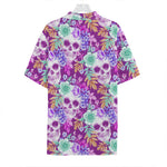 Neon Skull Floral Pattern Print Hawaiian Shirt