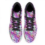 Neon Skull Floral Pattern Print High Top Leather Sneakers