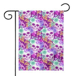 Neon Skull Floral Pattern Print House Flag