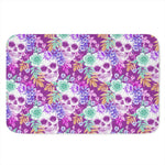 Neon Skull Floral Pattern Print Indoor Door Mat