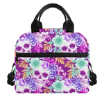 Neon Skull Floral Pattern Print Insulated Lunch Bag