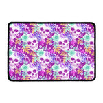 Neon Skull Floral Pattern Print Kitchen Mat