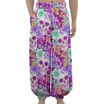 Neon Skull Floral Pattern Print Lantern Pants