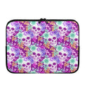 Neon Skull Floral Pattern Print Laptop Sleeve