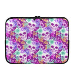 Neon Skull Floral Pattern Print Laptop Sleeve