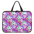 Neon Skull Floral Pattern Print Laptop Sleeve With Handle