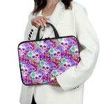 Neon Skull Floral Pattern Print Laptop Sleeve With Handle