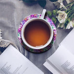 Neon Skull Floral Pattern Print Leather Coaster Set