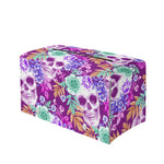 Neon Skull Floral Pattern Print Leather Tissue Box Cover
