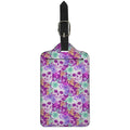 Neon Skull Floral Pattern Print Luggage Tag