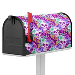 Neon Skull Floral Pattern Print Mailbox Cover