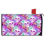 Neon Skull Floral Pattern Print Mailbox Cover