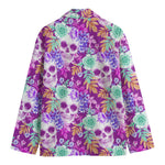 Neon Skull Floral Pattern Print Men's Blazer