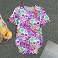 Neon Skull Floral Pattern Print Men's Bodysuit