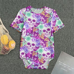 Neon Skull Floral Pattern Print Men's Bodysuit