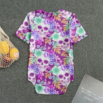 Neon Skull Floral Pattern Print Men's Bodysuit