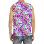 Neon Skull Floral Pattern Print Men's Fitness Tank Top