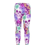 Neon Skull Floral Pattern Print Men's leggings