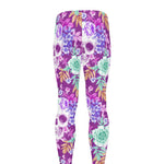 Neon Skull Floral Pattern Print Men's leggings
