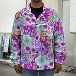 Neon Skull Floral Pattern Print Men's Shirt Jacket