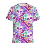 Neon Skull Floral Pattern Print Men's Sports T-Shirt