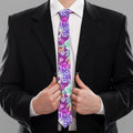 Neon Skull Floral Pattern Print Necktie