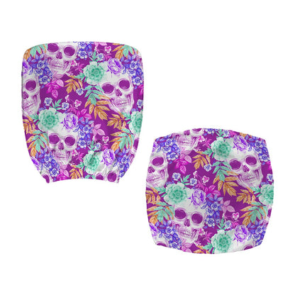 Neon Skull Floral Pattern Print Office Chair Cover