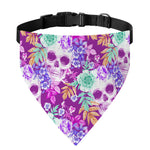 Neon Skull Floral Pattern Print Over The Collar Dog Bandana